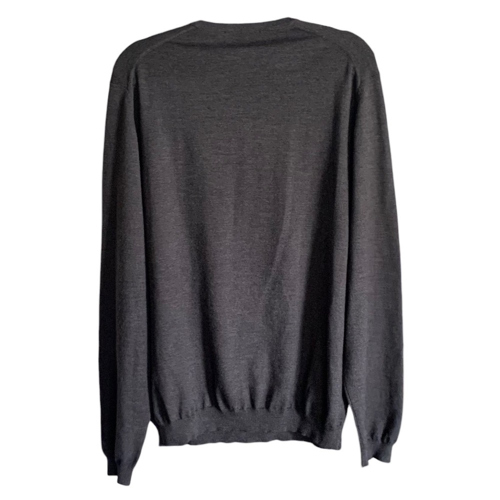 Brooks Brothers Charcoal Extra Fine Italian Merino Wool V Neck Sweater Sz XL - Picture 2 of 7